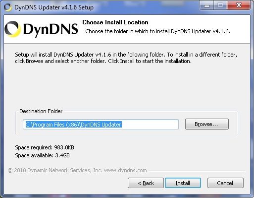 Папка для установки DynDNS Updater